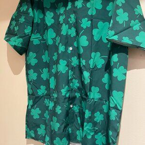 Green Shamrock Button-Up Shirt